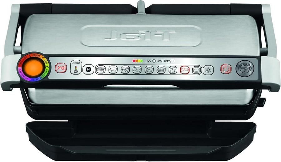 Elektrische Grill Contactgrill Binnen Gegrild Eten Maken Automatische Grillprogramma's XL Formaat Zilver