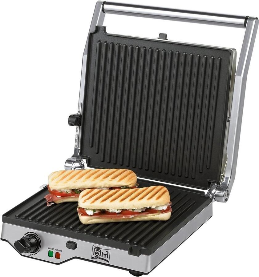 Elektrische Grill Contactgrill Panini Lekker Eten 3-in-1 Functie 29x26cm Grilloppervlak Inox