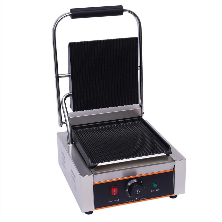 Elektrische Grill Contactgrill Panini Pers Thuis Professioneel Grillen Verstelbare Temperatuur 31x41x21 cm Zilver