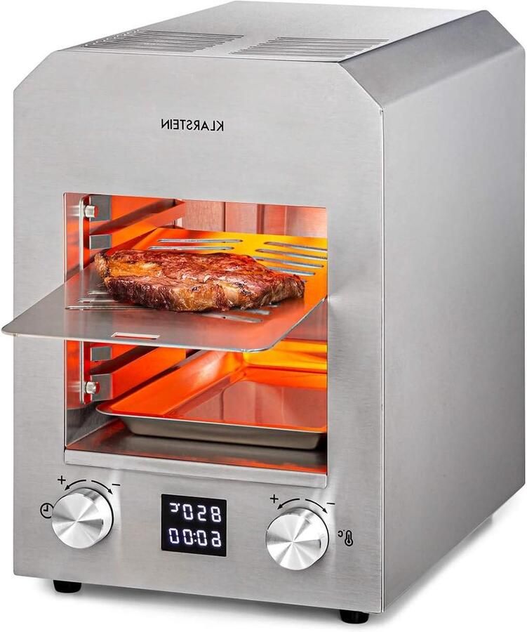 Elektrische Grill Hoge Temperatuur Binnen Grillen Infrarood Verwarming 18.5 x 30 cm Zilver