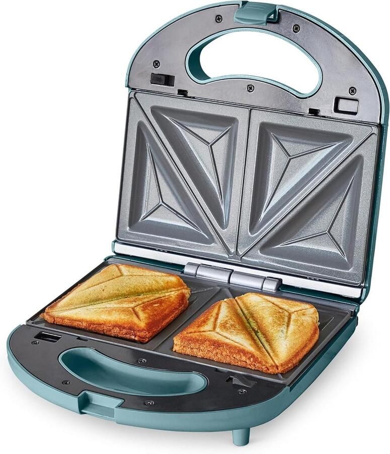 Elektrische Grill Machine Tosti Apparaat Panini Snacks Maken Gezonde Keramische Platen 750 Watt Smoky Blauw - Foto 2