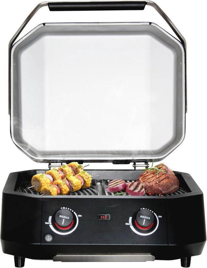 Elektrische Grill met Twee Zones en Digitale Thermometer 2100 W Roestvrij Staal