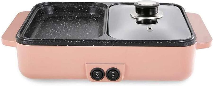 Elektrische Grill Pan Partyplaat Bakplaat Snel Koken Dubbel Gebruik 38x26x12 cm Zwart