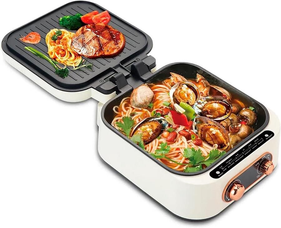 Elektrische Grill Panini Contactgrill Bakplaat Lekker Eten Bereiden 180 Graden Openklapbaar 1600 W Zilver