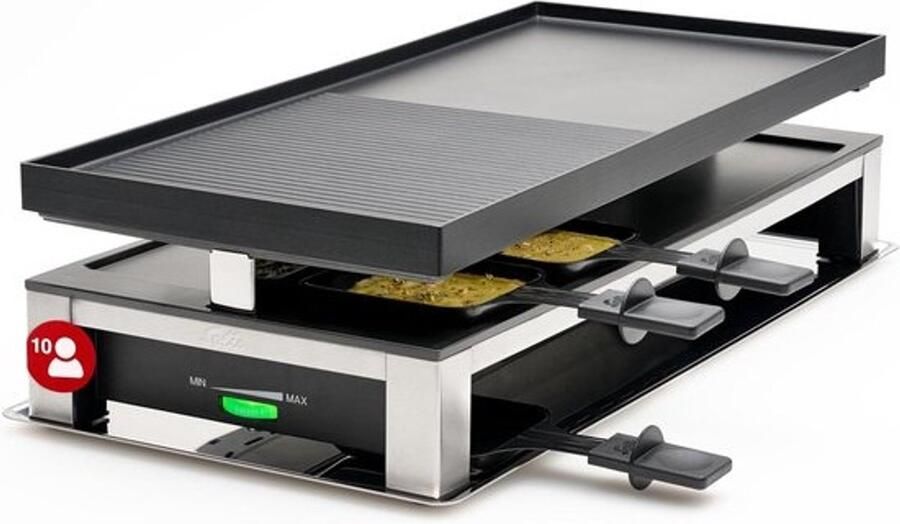 Elektrische Grill Raclette en Crêpe Pan voor 10 Personen (3-in-1)