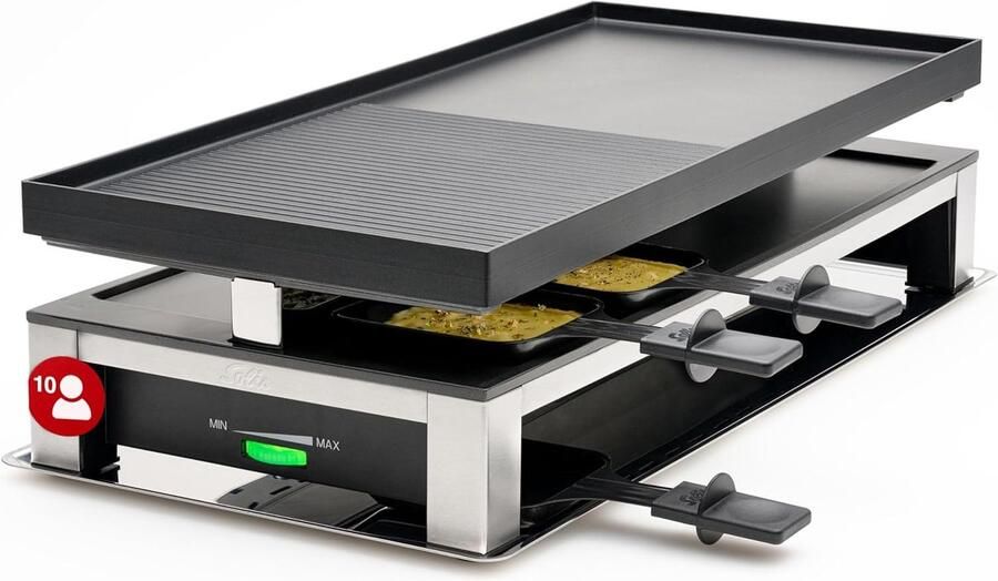 Elektrische Grill Raclette en Crêpe Pan voor 10 Personen (3-in-1)
