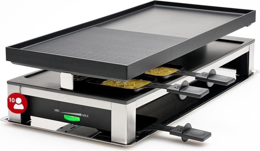 Elektrische Grill Raclette en Crêpe Pan voor 10 Personen (3-in-1)
