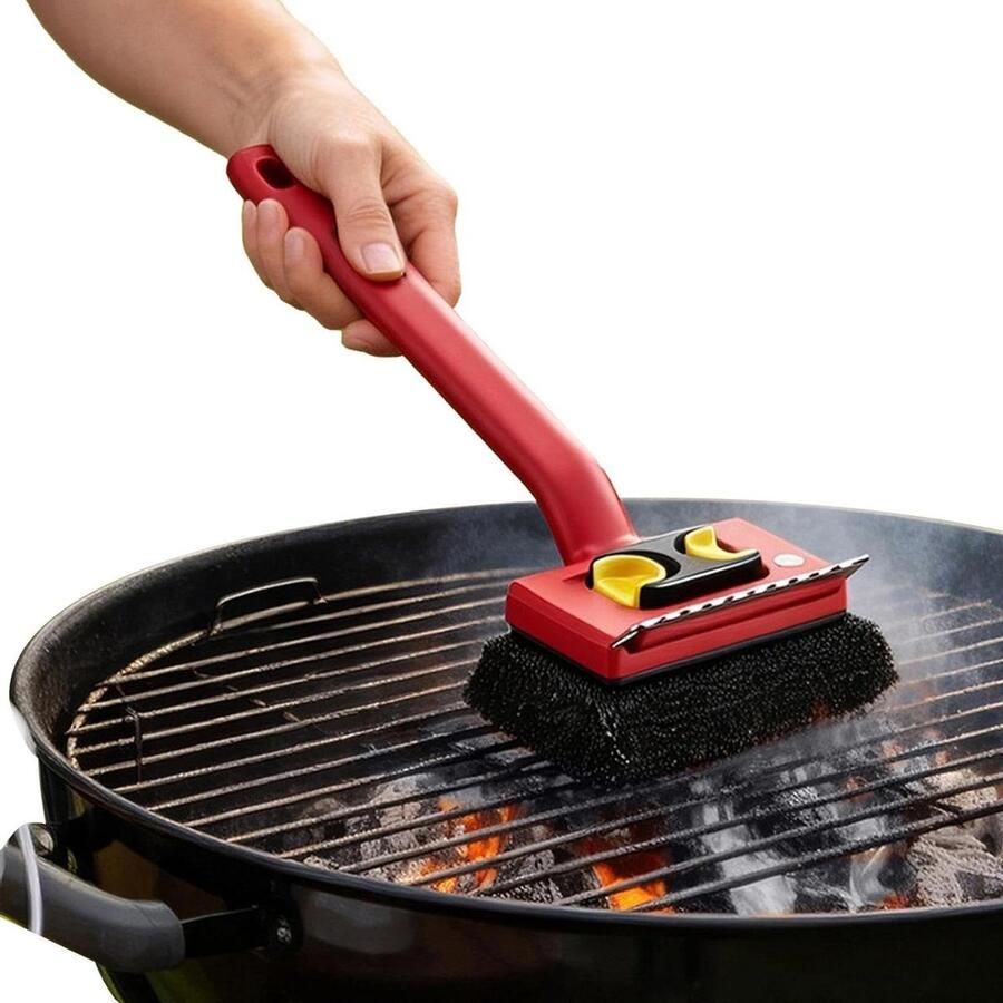 Elektrische Grill Reiniger Barbecue Schrobber Grill Schoonmaken Stoomreiniging Brede Kop 35 cm Lengte Rood