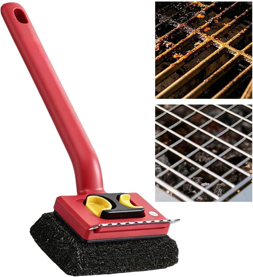 Elektrische Grill Reiniger Grillborstel Schoonmaker Grill Onderhoud Duurzame Reinigingsoplossing 35x12x10 cm Rood