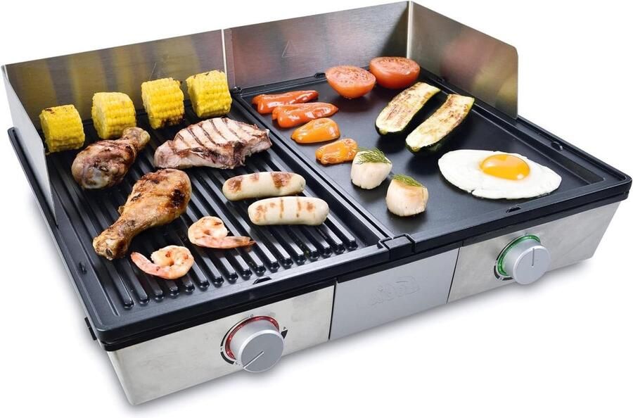 Elektrische Grill Tafelgrill Vetafvoer Gezond Grillen Afneembare Platen 2200 Watt Roestvrij Staal