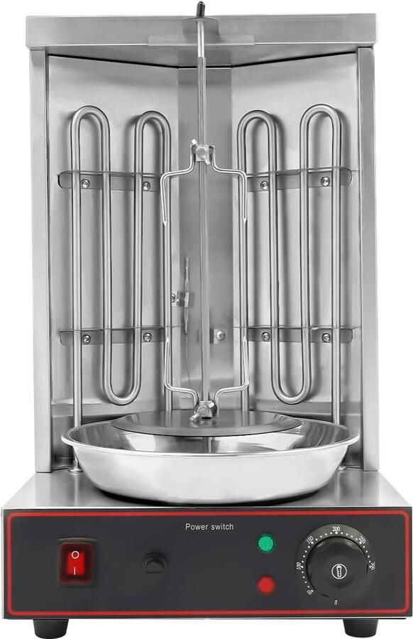 Elektrische Grill Verticale Barbecue Shawarma Bereiden Roterende Spies 30x48cm Zilver
