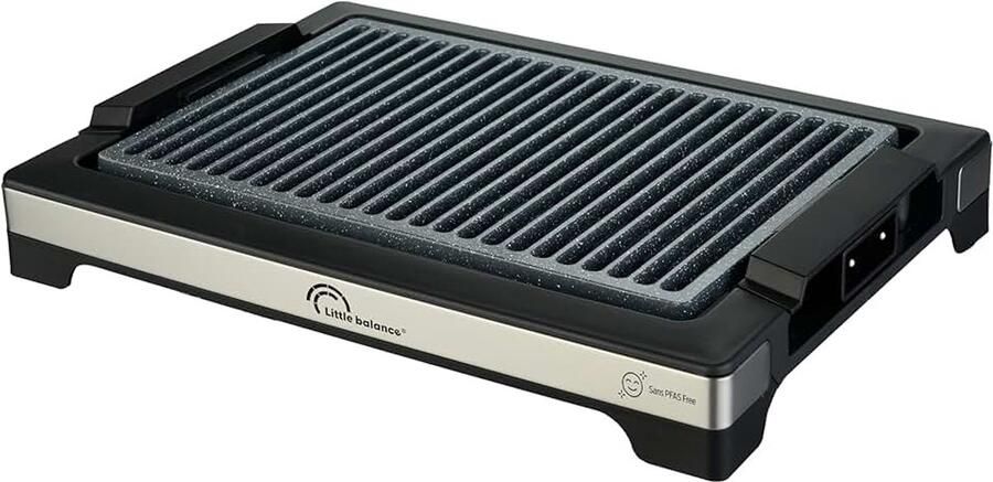 Elektrische grill voor 4-6 personen PFAS-vrije plaat antiaanbaklaag voor alle soorten levensmiddelen 2000 W zwart