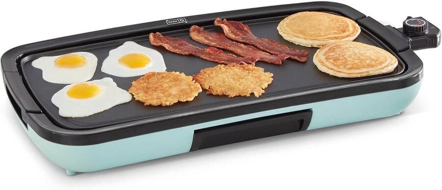Elektrische Grill voor Pannenkoeken Burgers en Eieren Afneembaar en Vaatwasmachinebestendig met Drip Tray en Receptenboek