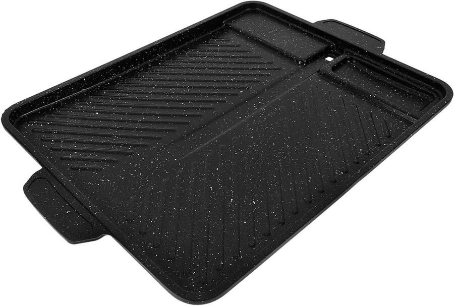 Elektrische Grillpan Barbecue Pan Binnen Grillen Rookvrij 32.7 x 26.2 x 4 cm Zwart