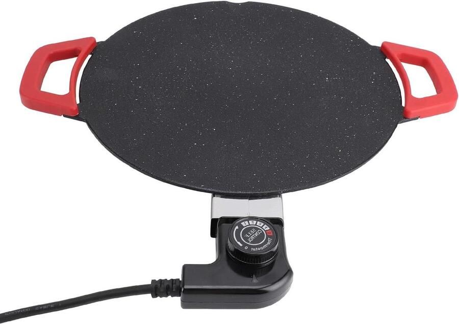 Elektrische Grillpan BBQ Plaat Ronde Pan Binnen Grillen Bakken Anti-aanbak Steencoating 30 cm Diameter Zwart