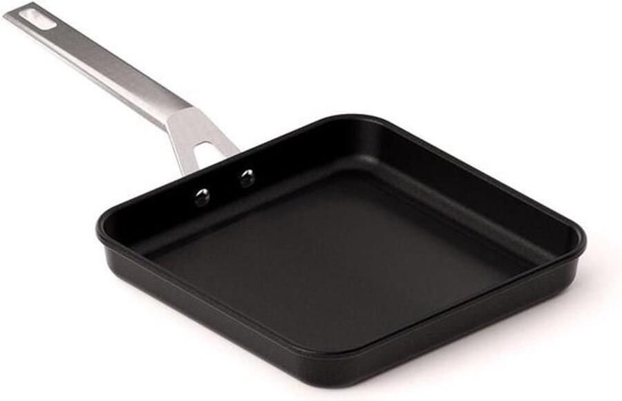 Elektrische Grillpan Plancha Bakplaat Gezond Koken Schuin Oppervlak 23x23 cm Zwart