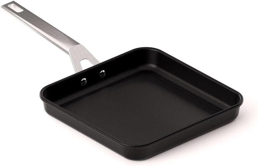Elektrische Grillpan Plancha Bakplaat Gezond Koken Schuin Oppervlak 23x23 cm Zwart