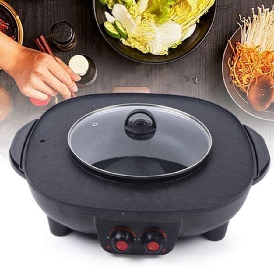 Elektrische Grillplaat 2-in-1 Hot Pot Antiaanbaklaag Rookloos Voor Familie En Vrienden 4.9 Kg Voor Voedselfeest