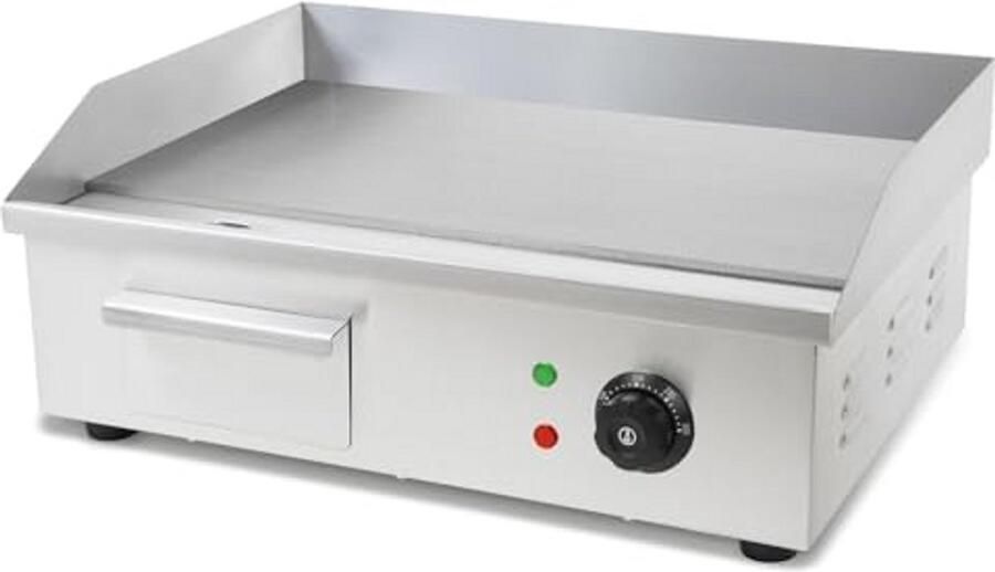 Elektrische Grillplaat Plancha Grill Gelijkmatig Grillen Glad Roestvrij Staal 55 x 35 cm Grijs