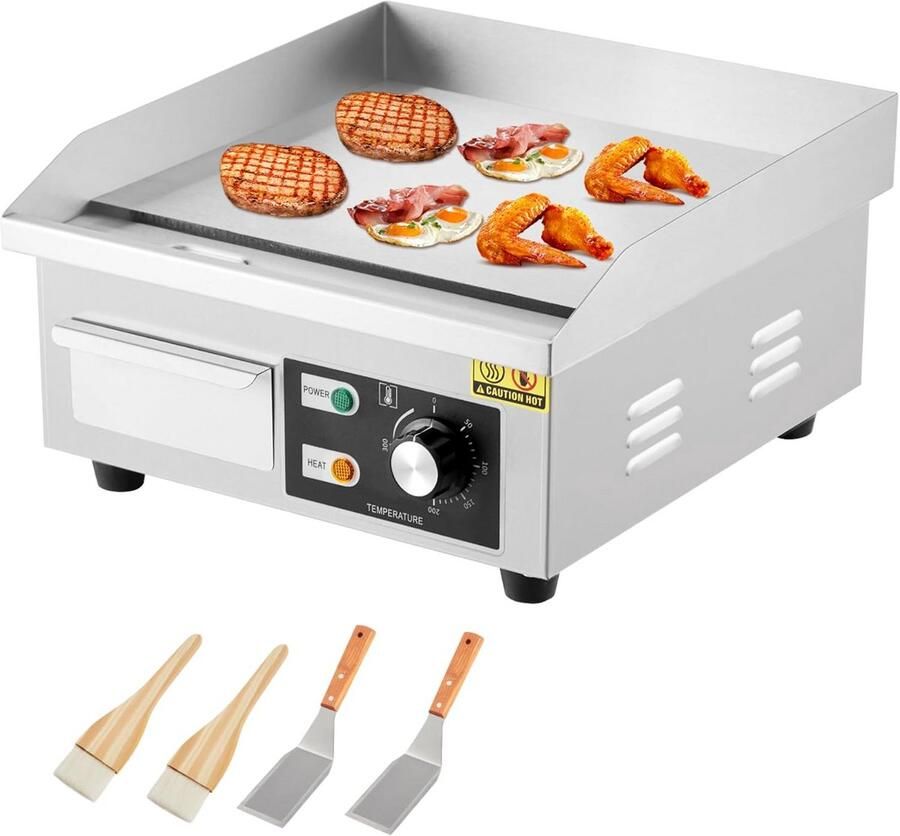 Elektrische Grillplaat 35 6 cm met Antiaanbaklaag en Temperatuurregeling