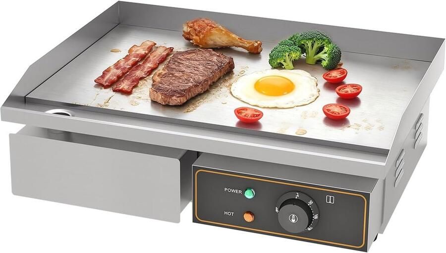 Elektrische Grillplaat 55 cm met Thermostaat en Roestvrij Staal - Foto 2