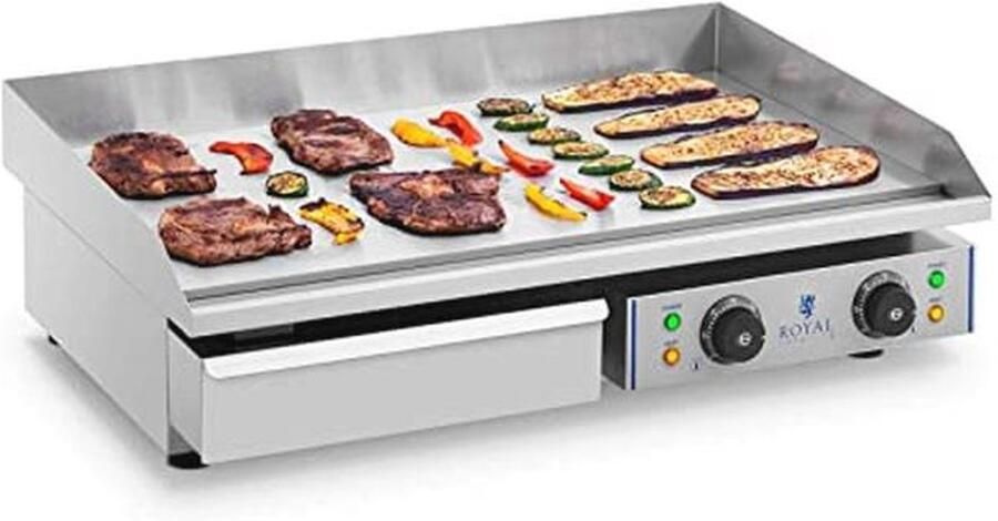 Elektrische Grillplaat 72 5cm Gietijzeren Bakplaat met Spatscherm