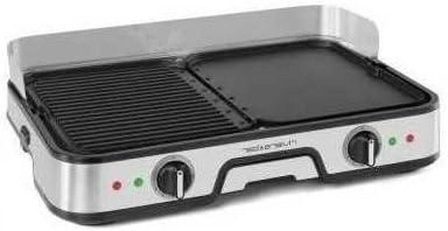 Elektrische Grillplaat Bakplaat Gezellig Tafelen Omkeerbaar Oppervlak 45x29 cm Zilver