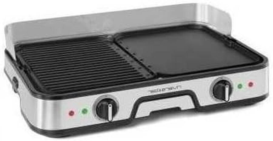 Elektrische Grillplaat Bakplaat Grill Gezellig Eten Omkeerbaar Oppervlak 45.5 x 29 cm Zilver