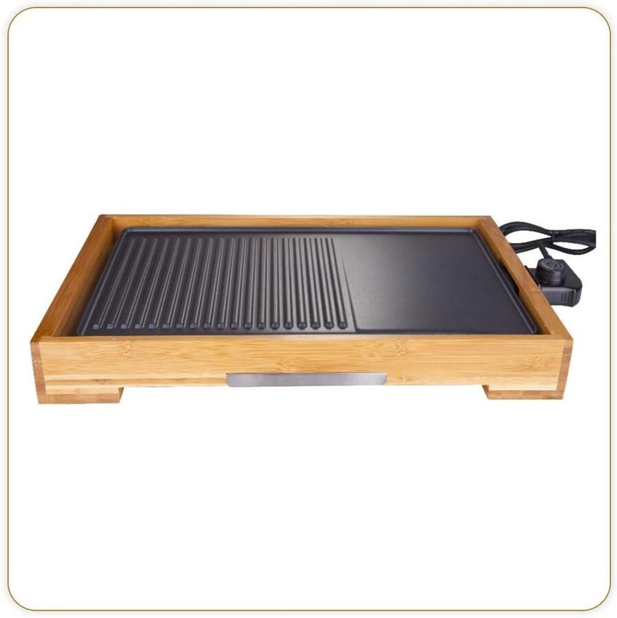 Elektrische Grillplaat Bakplaat Grill Gezellig Tafelen Veilig Bamboe Frame 30 x 575 cm Bamboe