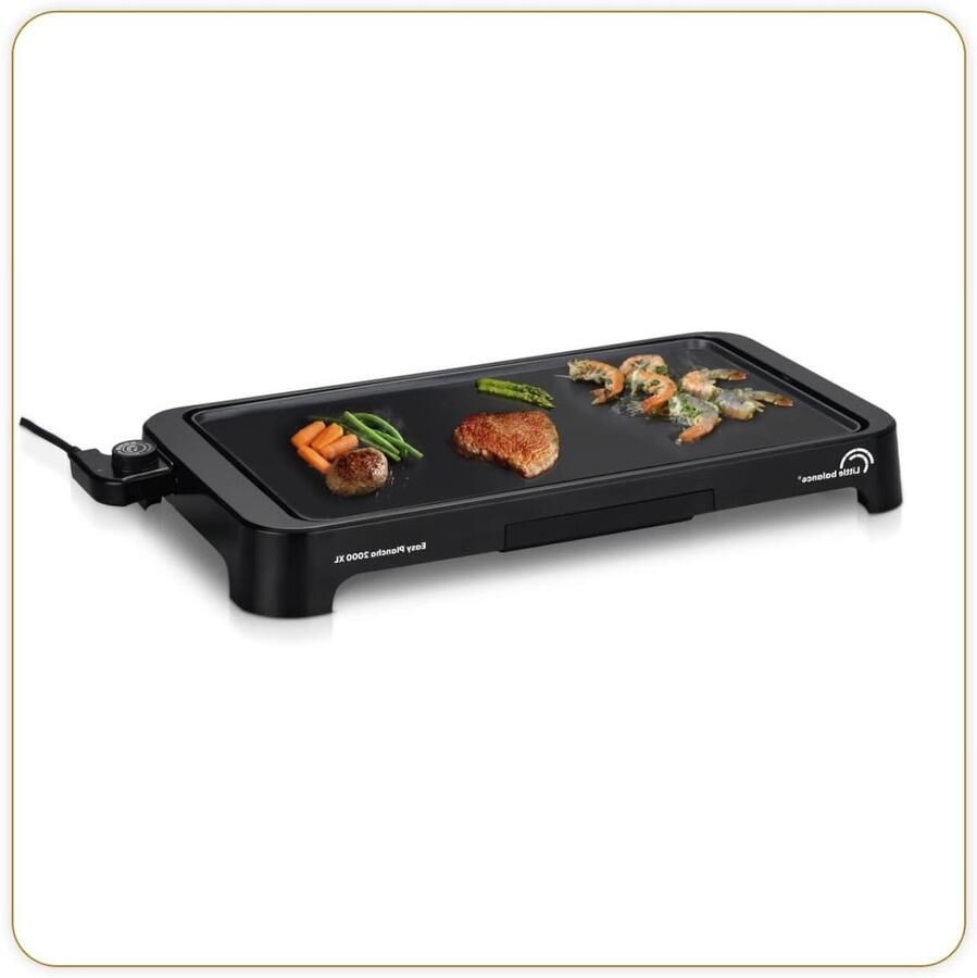 Elektrische Grillplaat Bakplaat Grill Gezellig Tafelen XXL Grilloppervlak 49 x 27 cm Zwart