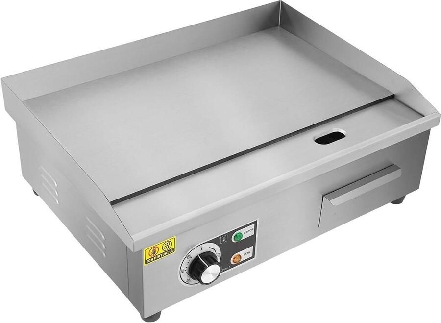 Elektrische Grillplaat Bakplaat Grill Professioneel Grillen Gelijkmatige Warmteverdeling 55 x 30 cm Zilver