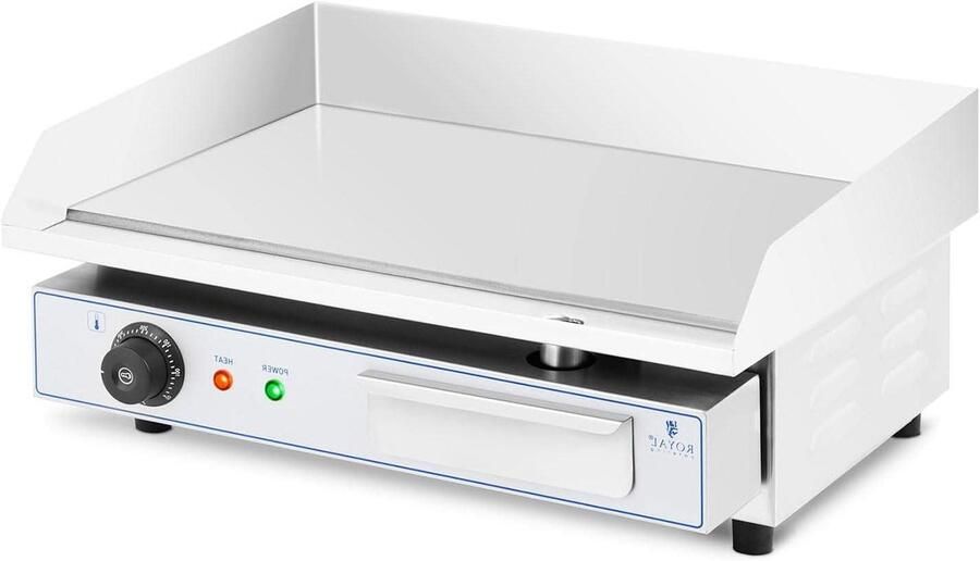 Elektrische Grillplaat Bakplaat Grill Tafelgrill Professioneel Grillen Glad Stalen Oppervlak 550 x 350 mm Zilver