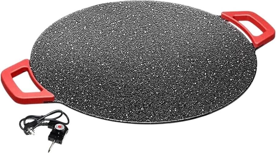 Elektrische Grillplaat Bakplaat Koekenpan Binnen Buiten Koken Gelijkmatige Verwarming 30 cm Diameter