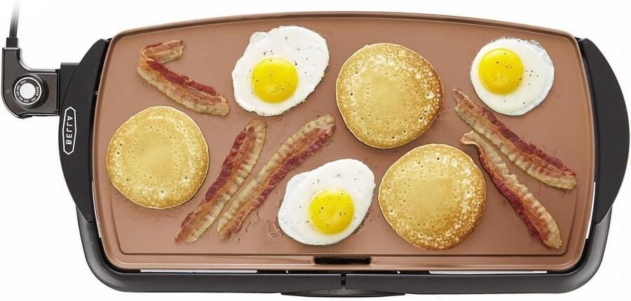 Elektrische Grillplaat Bakplaat Plaat Grote Maaltijden Bereiden Non-stick Coating 25 x 50 cm Keramisch Koper Zwart
