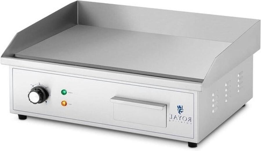 Elektrische Grillplaat Bakplaat Plaatgrill Professioneel Koken Glad Gietijzeren Oppervlak 530 x 350 mm Zilver