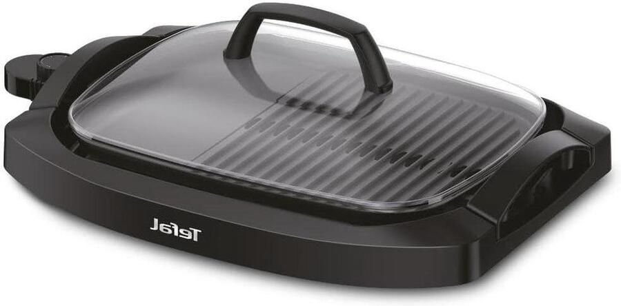 Elektrische Grillplaat Bakplaat Plancha Binnen Koken Afneembare Platen 50 x 26 cm Zwart