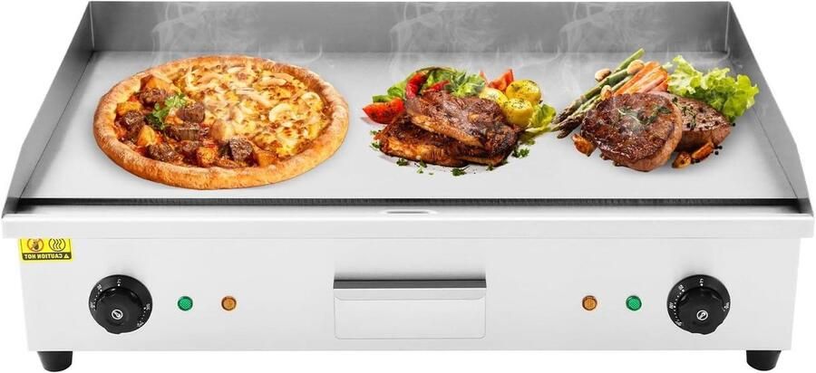 Elektrische Grillplaat Bakplaat Plancha Gerechten Bereiden Snelle en Gelijkmatige Verhitting 72.5 x 40 cm Zilver