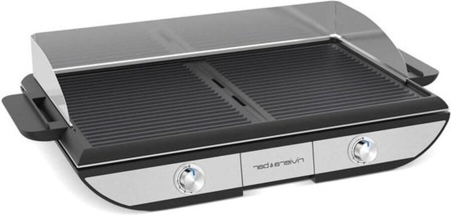 Elektrische Grillplaat Bakplaat Plancha Gezond Koken Dubbele Platen 50x30cm Zwart RVS