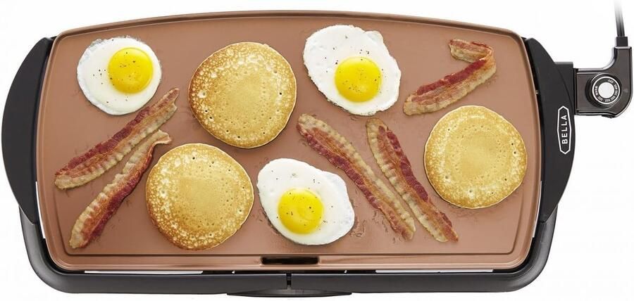 Elektrische Grillplaat Bakplaat Plancha Grote Maaltijden Bereiden Antiaanbaklaag 25x50 cm Keramisch Koper Zwart