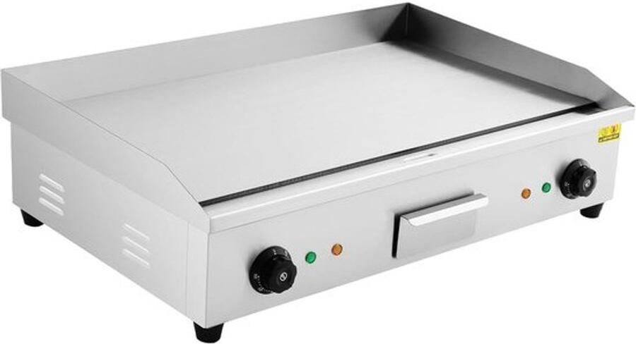 Elektrische Grillplaat Bakplaat Plancha Professioneel Koken Brede Spatrand 72.7 x 40 cm Zilver
