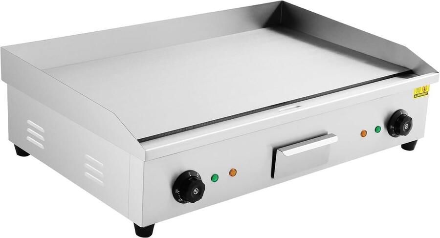 Elektrische Grillplaat Bakplaat Plancha Professioneel Koken Brede Spatrand 72.7 x 40 cm Zilver