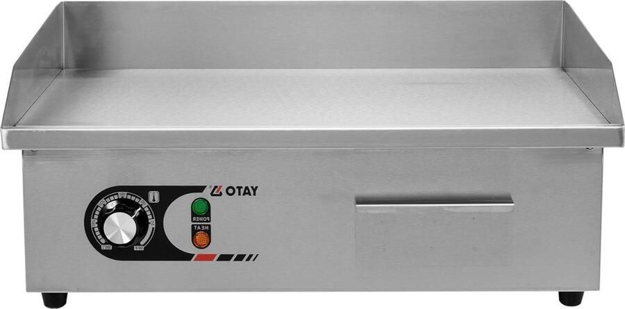 Elektrische Grillplaat Bakplaat Plancha Professioneel Koken Glad RVS Oppervlak 55x35 cm Zilver