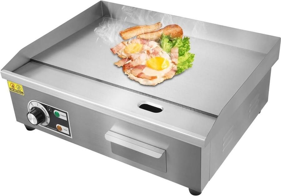 Elektrische Grillplaat Bakplaat Plancha Professioneel Koken Snelle Opwarming 55 x 30 cm Zilver