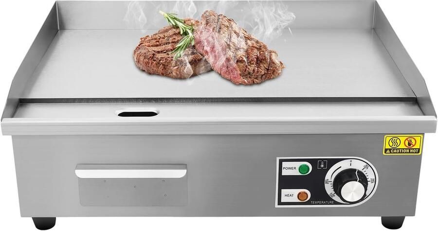 Elektrische Grillplaat Bakplaat Plancha Professioneel Koken Snelle Temperatuur Regeling 55x30 cm Zilver