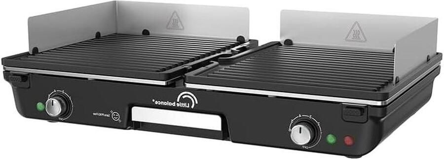 Elektrische Grillplaat Bakplaat Plancha Samen Koken Twee Zones XXL 2x 29x25cm Zwart