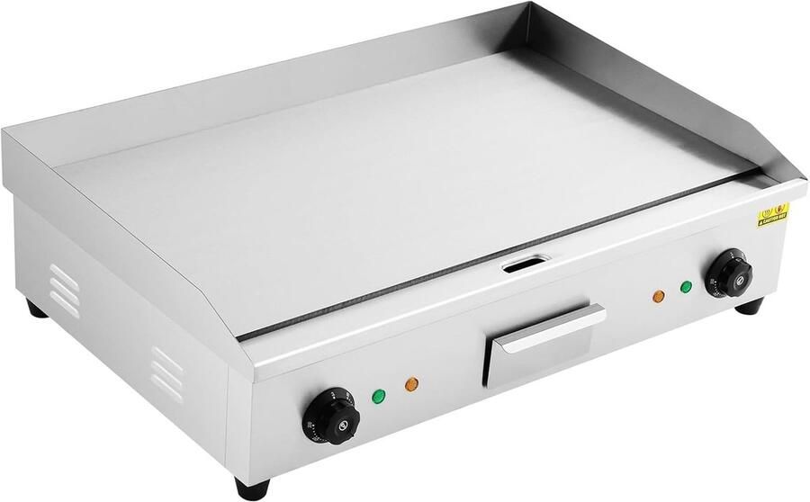 Elektrische Grillplaat Bakplaat Professioneel Koken Dubbele Temperatuurregeling 73 x 40 cm Zilver