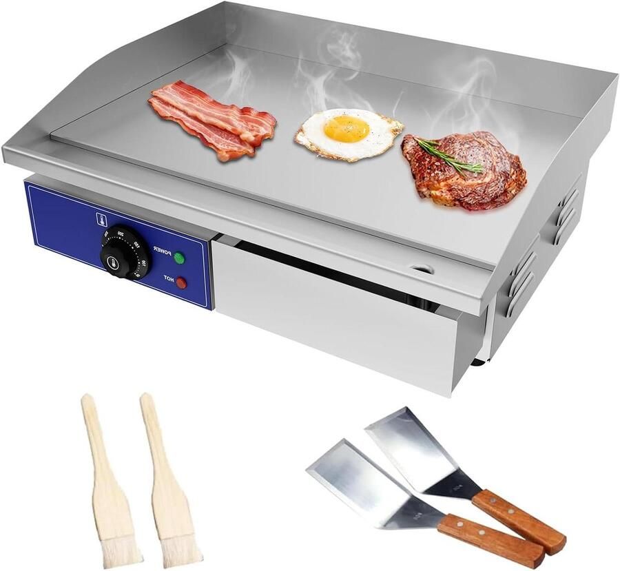 Elektrische grillplaat Bakplaat Professioneel koken Nauwkeurige temperatuurregeling 54 x 355 cm Zilver