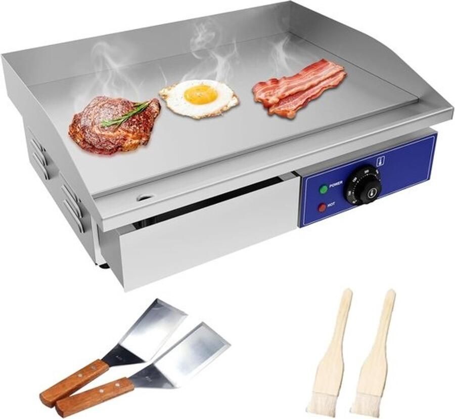 Elektrische grillplaat Bakplaat Professioneel koken Nauwkeurige temperatuurregeling 54 x 355 cm Zilver