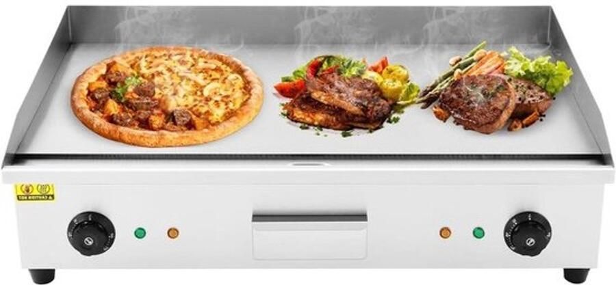 Elektrische Grillplaat Bakplaat Tafelgrill Gerechten Bereiden Groot Kookoppervlak 727 x 40 cm Zilver