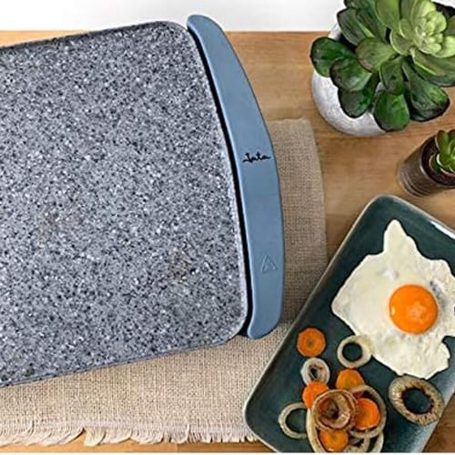Elektrische Grillplaat Bakplaat Tafelgrill Gezond Koken Gelijkmatige Warmte 46 x 28 cm Grijs en Blauw